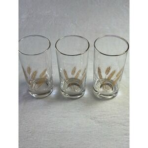 Set of 3 Homer 1960s Vintage Golden Wheat Juice Glasses 5.5 Inches Tall